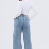 Signature Wide Leg Jeans - Mid Blue Wash