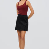 Vegan Suede Mini Skirt - Black