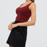 Vegan Suede Mini Skirt - Black