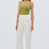 Scoop Neck Knit Tank - Chartreuse