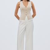 V Neck Knit Vest - Birch