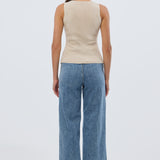 V Neck Knit Vest - Birch