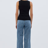 V Neck Knit Vest - Black