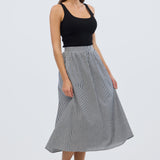 Gathered Midi Skirt- Black/White Gingham