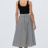 Gathered Midi Skirt- Black/White Gingham