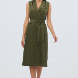 Double Breasted Midi Dress - Khaki