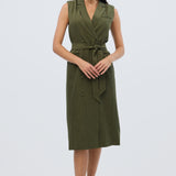Double Breasted Midi Dress - Khaki