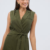 Double Breasted Midi Dress - Khaki