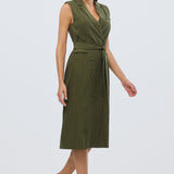Double Breasted Midi Dress - Khaki