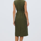 Double Breasted Midi Dress - Khaki