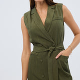 Double Breasted Midi Dress - Khaki