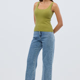 Scoop Neck Knit Tank - Chartreuse