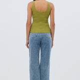 Scoop Neck Knit Tank - Chartreuse