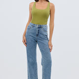 Scoop Neck Knit Tank - Chartreuse