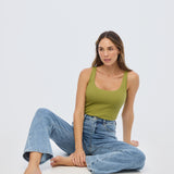 Scoop Neck Knit Tank - Chartreuse