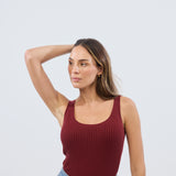 Scoop Neck Knit Tank - Rust Red