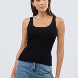 Scoop Neck Knit Tank - Black