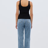 Scoop Neck Knit Tank - Black