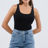 Scoop Neck Knit Tank - Black