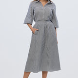 Gathered Midi Skirt- Black/White Gingham