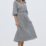 Balloon Sleeve Tie Shirt - Black/White Gingham