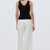 V-Neck Knit Tank - Black