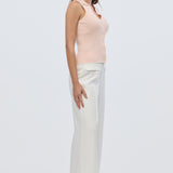 Sleeveless Buttoned Knit Top - Peach Marl