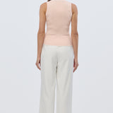 Sleeveless Buttoned Knit Top - Peach Marl