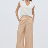 V-Neck Cap Sleeve Jersey Tank - White