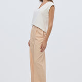 V-Neck Cap Sleeve Jersey Tank - White