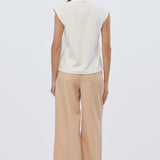 V-Neck Cap Sleeve Jersey Tank - White