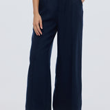 Tailored Pintuck Pants - Navy
