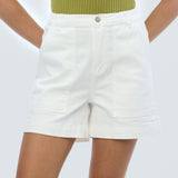 Denim Patch Pocket Shorts - White