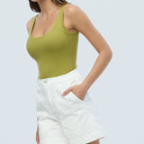 Denim Patch Pocket Shorts - White