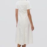 Denim Short Sleeve Midi Dress - White