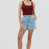 Denim Patch Pocket Shorts - Light Blue Wash