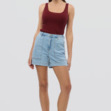 Denim Patch Pocket Shorts - Light Blue Wash