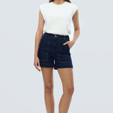 Denim Patch Pocket Shorts - Indigo