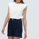 Denim Patch Pocket Shorts - Indigo