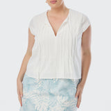 Pintuck Top - White