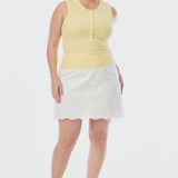 Half Placket Ribbed Tank - Panna Cotta