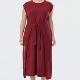 Cap Sleeve Jersey Dress - Cranberry