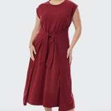 Cap Sleeve Jersey Dress - Cranberry