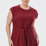 Cap Sleeve Jersey Dress - Cranberry