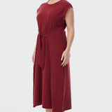 Cap Sleeve Jersey Dress - Cranberry