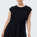 Cap Sleeve Jersey Dress - Black