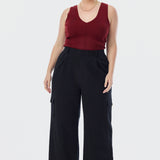 V-Neck Knit Tank - Cranberry