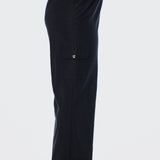 Elastic Waist Cargo Pants - Black