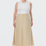 A-Line Midi Skirt - Wheat