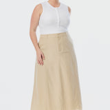 A-Line Midi Skirt - Wheat